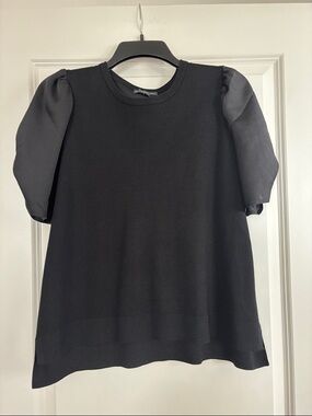 Adrianna Papell Black Puff Sleeve Sweater